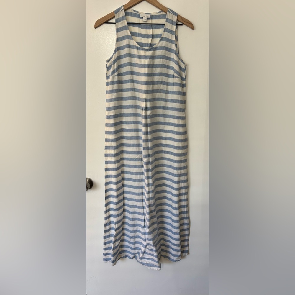 J.Jill Women Blue White Striped Love Linen Maxi Tank Dress Size XS